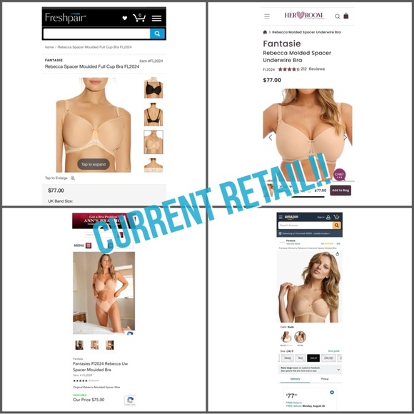 Fantasie 36D Rebecca FL2024NUE Nude Seamless Underwire Spacer Molded T-Shirt Bra - Picture 5 of 15